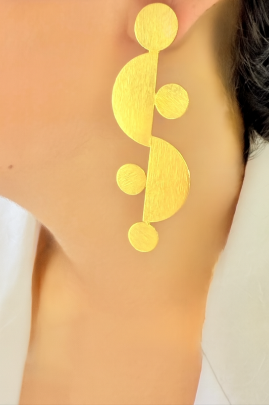 Brass Linear Art Drop Earrings