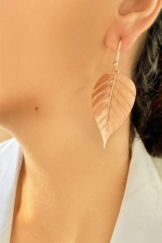 Brass Rose Gold Leaf Drop Hooks