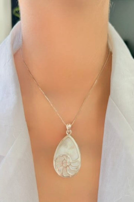 Dual-Sided Ocean Pendant - Mother of Pearl & 925 Silver