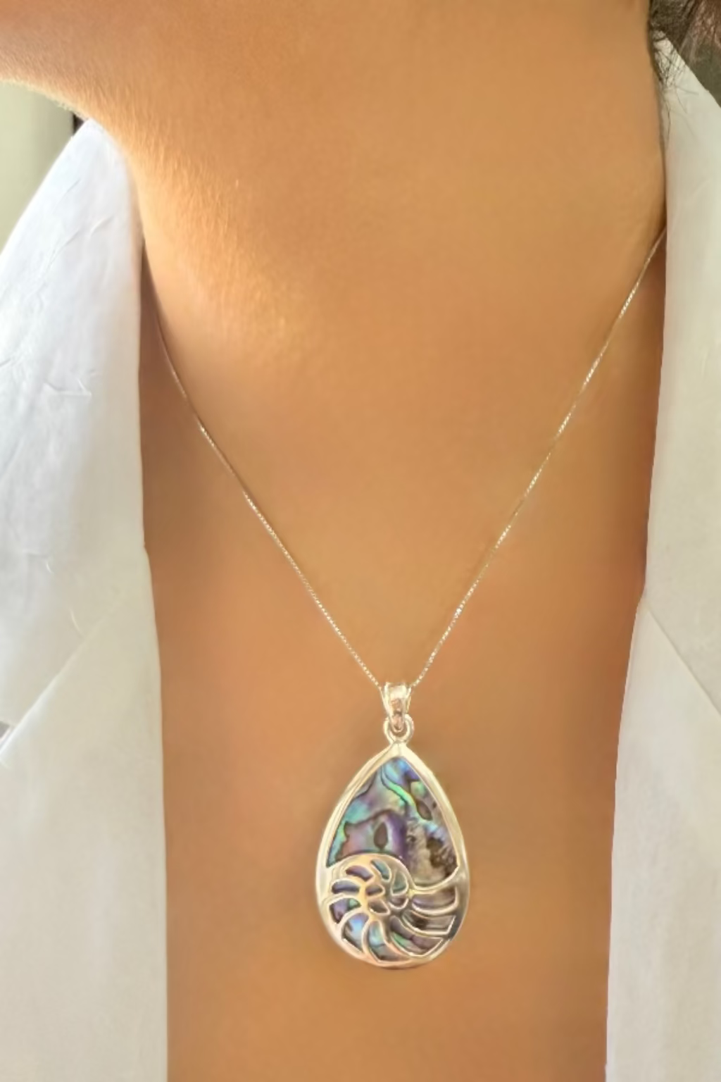 Dual-Sided Ocean Pendant - Abalone & 925 Silver