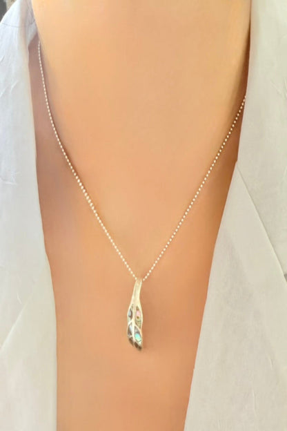 Ocean Leaf Pendant & Chain - Abalone & 925 Silver