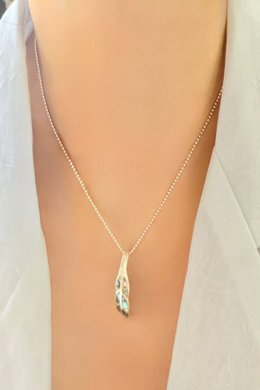 Ocean Leaf Pendant & Chain - Abalone & 925 Silver