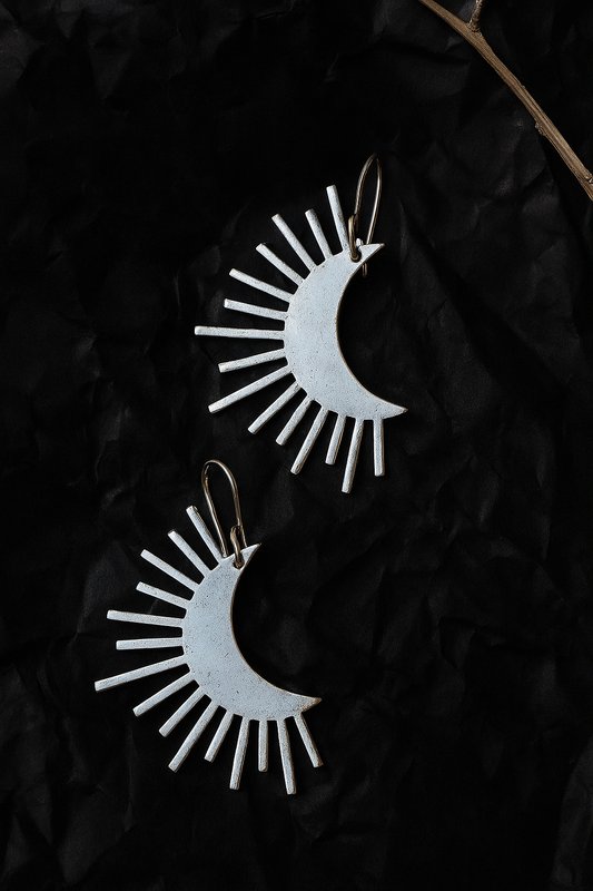 Lunar Silver Hook Earrings