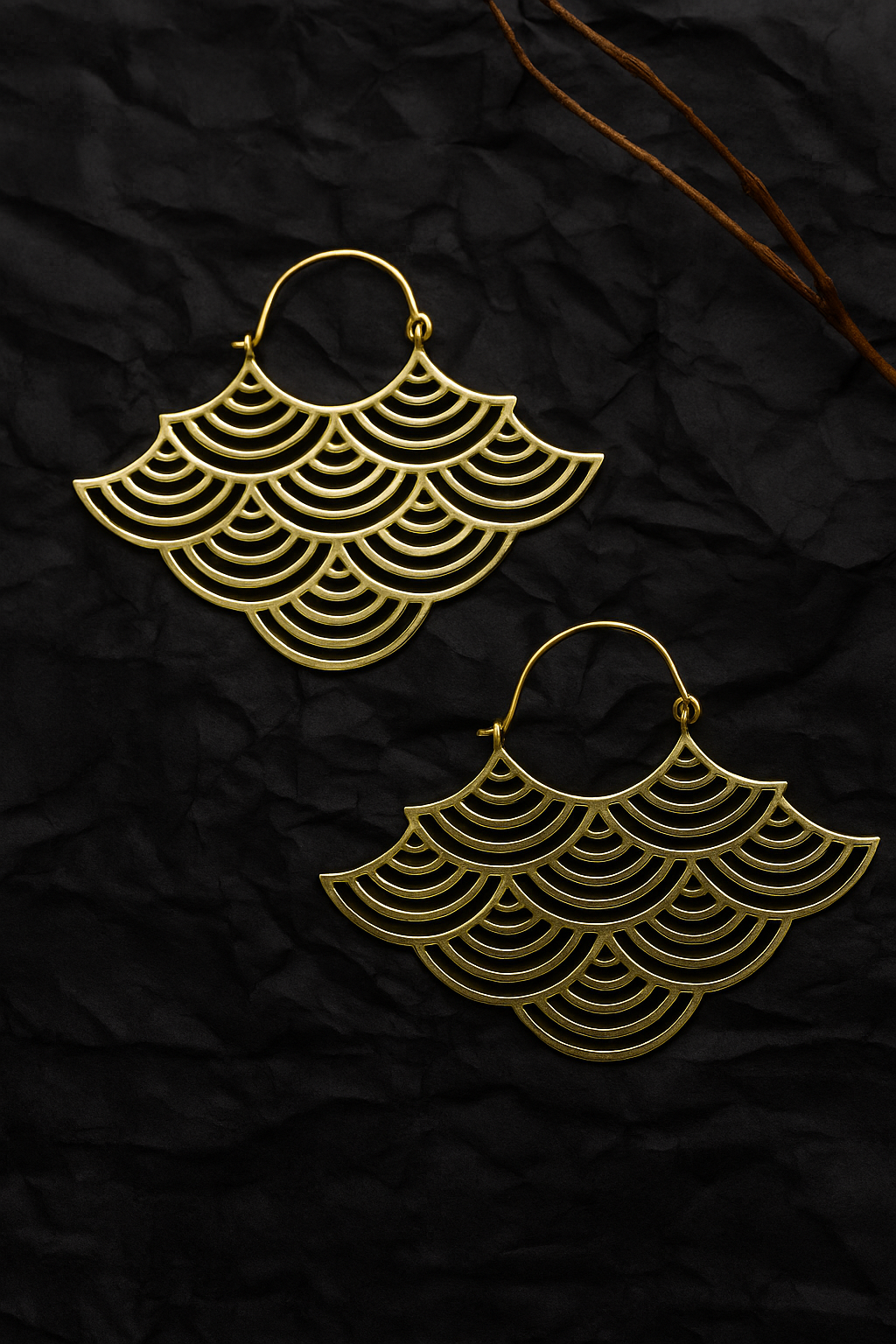 Antique Feather Hoop Earrings
