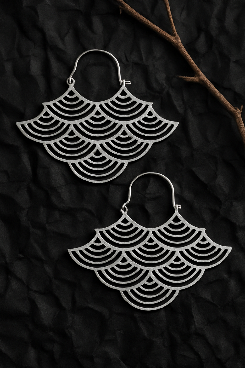 Antique Feather Hoop Earrings