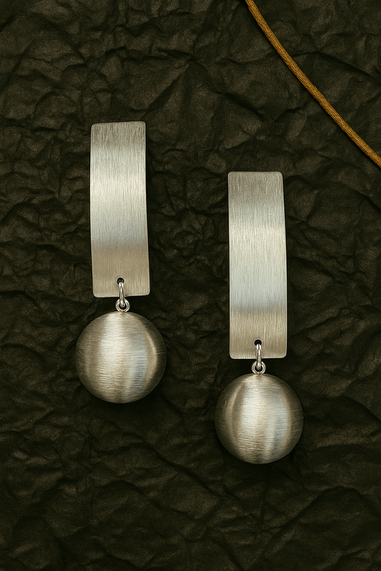 Silver Curve Drop Earrings