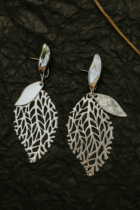 Metal Leaf Drop Earrings