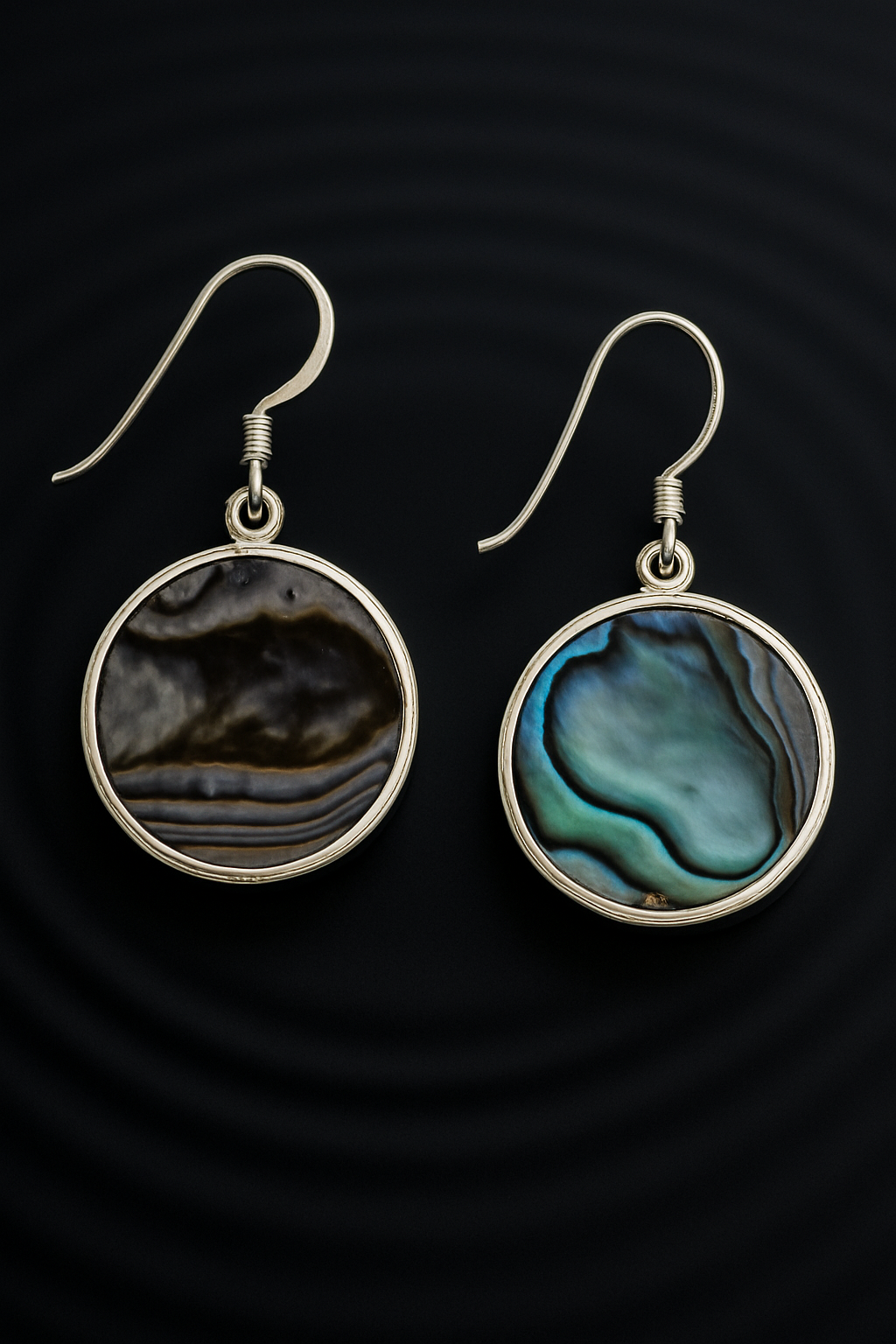 Dual-Sided Swirl Earrings - Abalone & 925 Silver