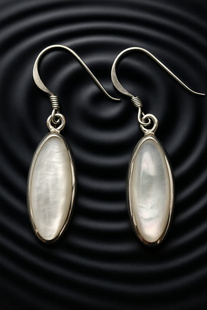 Mother of Pearl Ovals with 925 Sliver drop Hooks