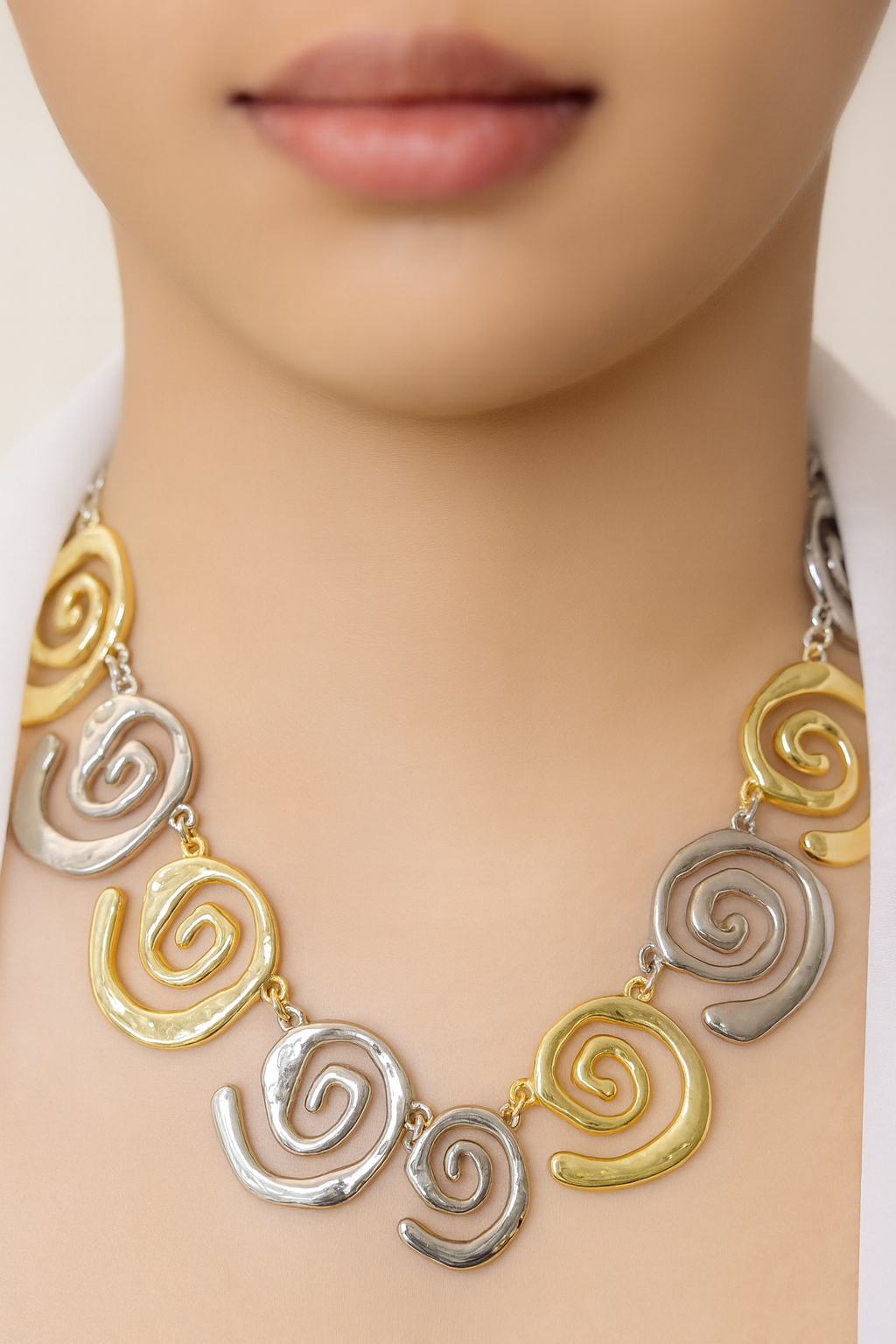 Dual Swirl Statement Necklace