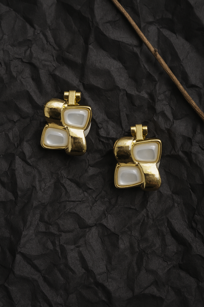 Pearl Square Clip-on Earrings