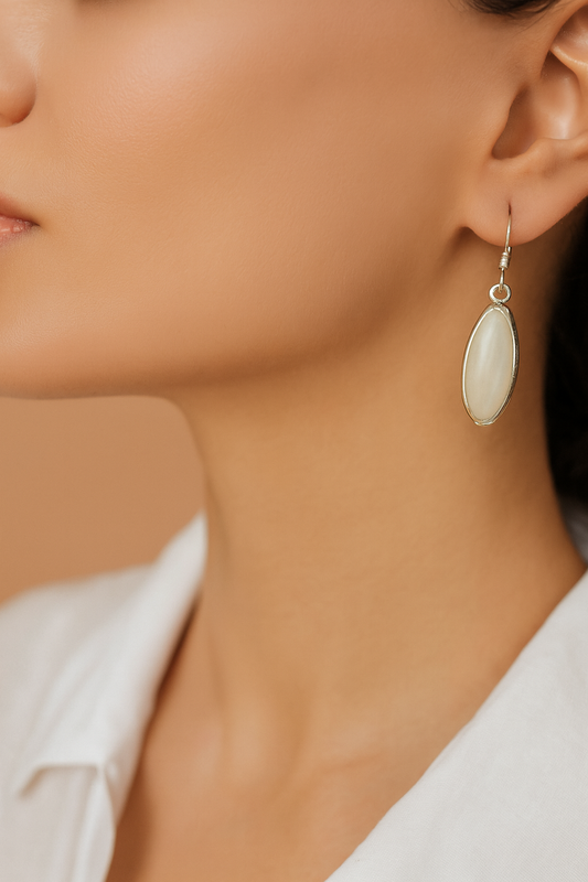 Mother of Pearl Ovals with 925 Sliver drop Hooks