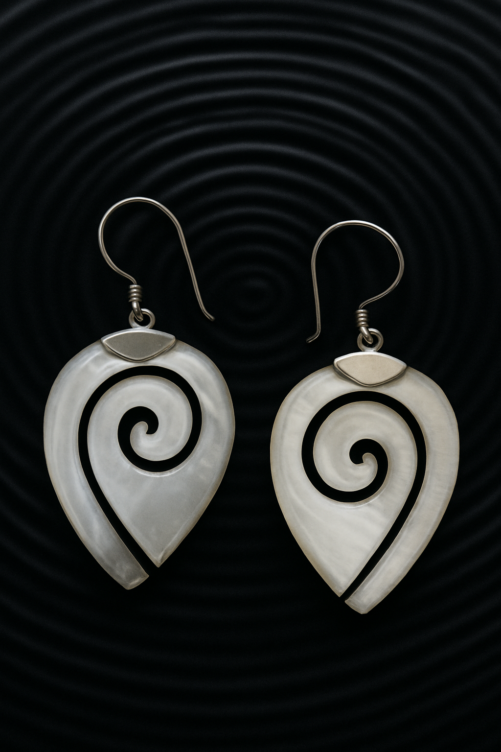 925 Silver With Mother of Pearl Swirl Earrings