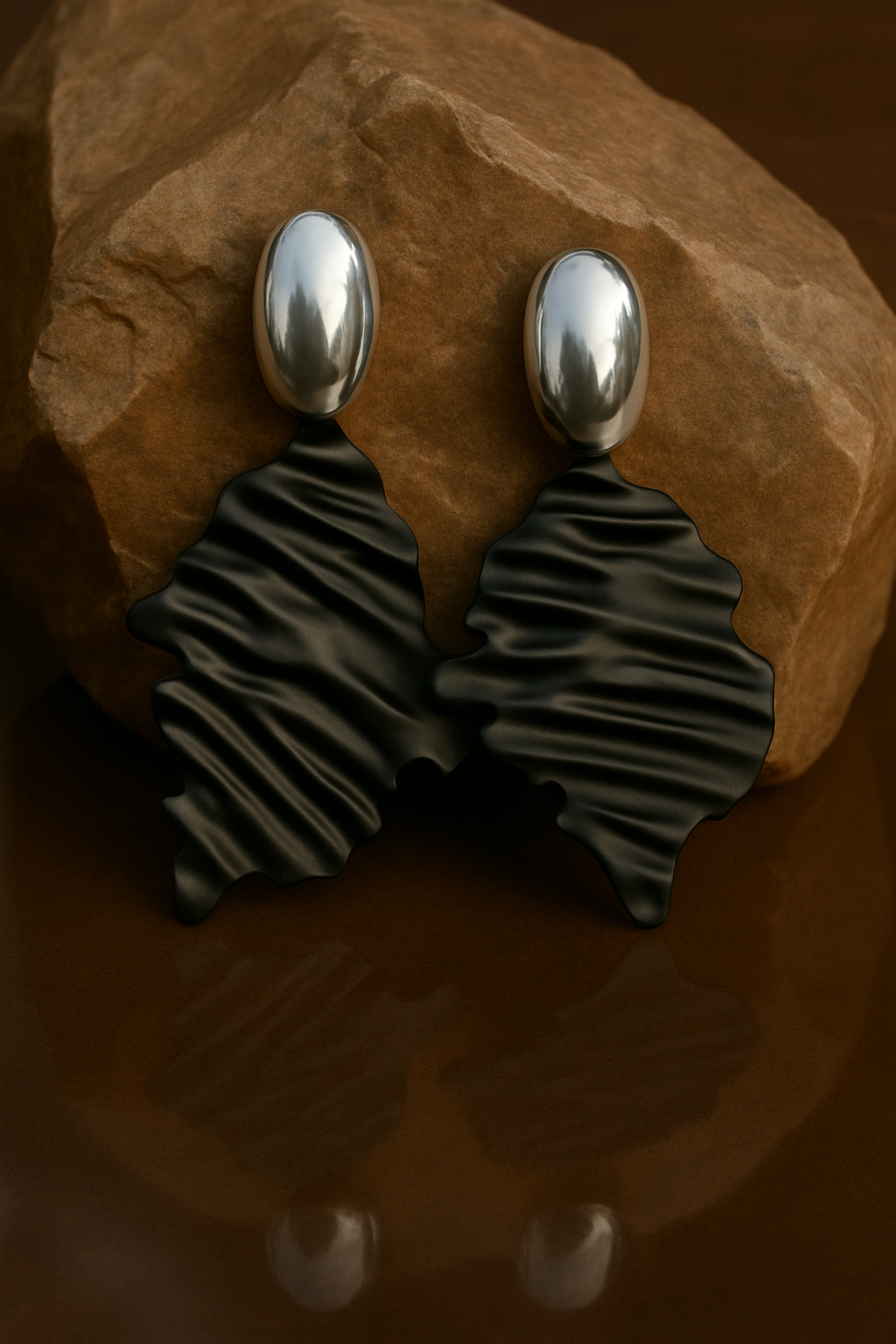 Black Wave Drop Earrings