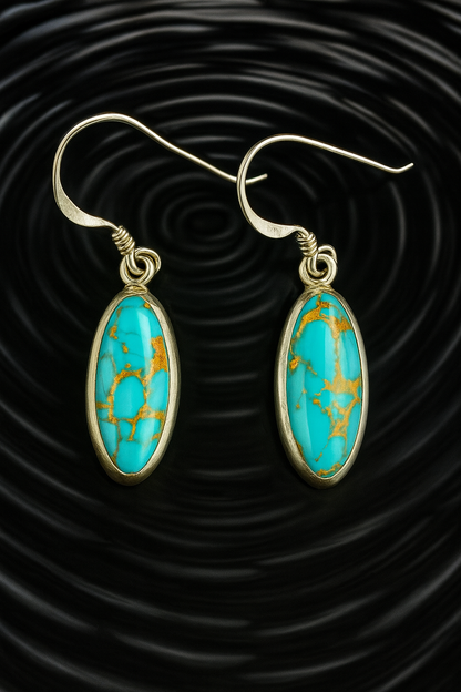Turquoise Shell Ovals with 925 Sliver drop Hooks