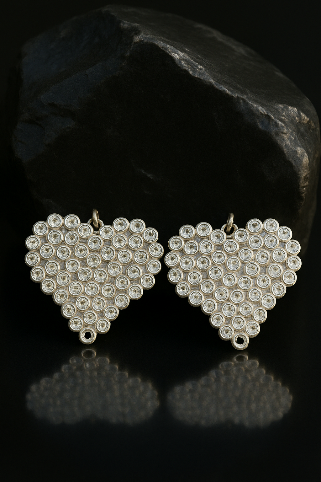 Silver Heart Bling Earrings