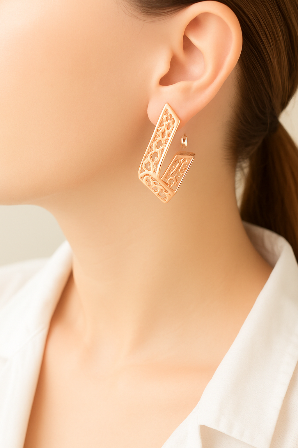 Rose Square Hoop Earrings