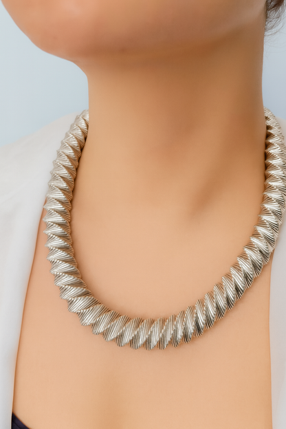 Silver Spiral Collar Necklace