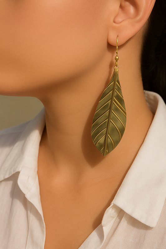 Golden Leaf Hook Earrings