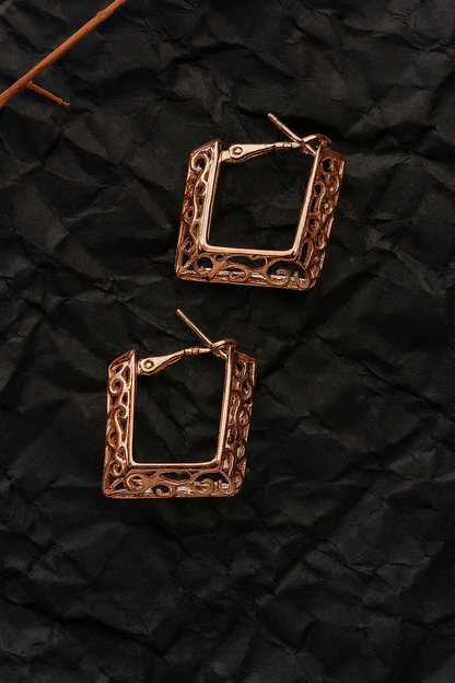 Rose Square Hoop Earrings
