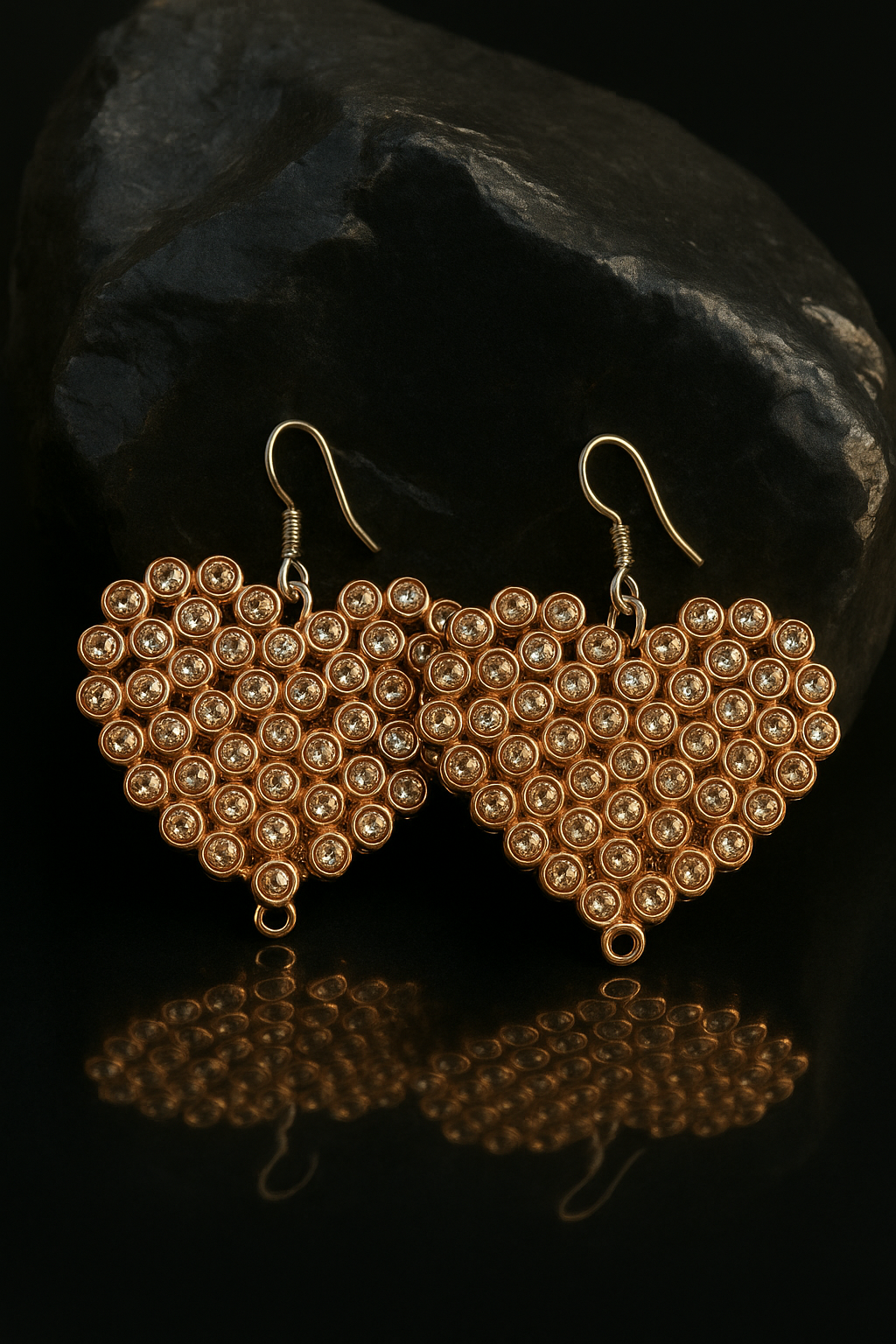 Golden Heart Bling Earrings