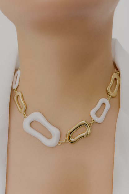 Dual Sculpted Modern Necklace