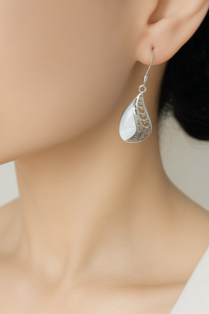 925 Silver & Mother of Pearl Teardrop Drop Hooks