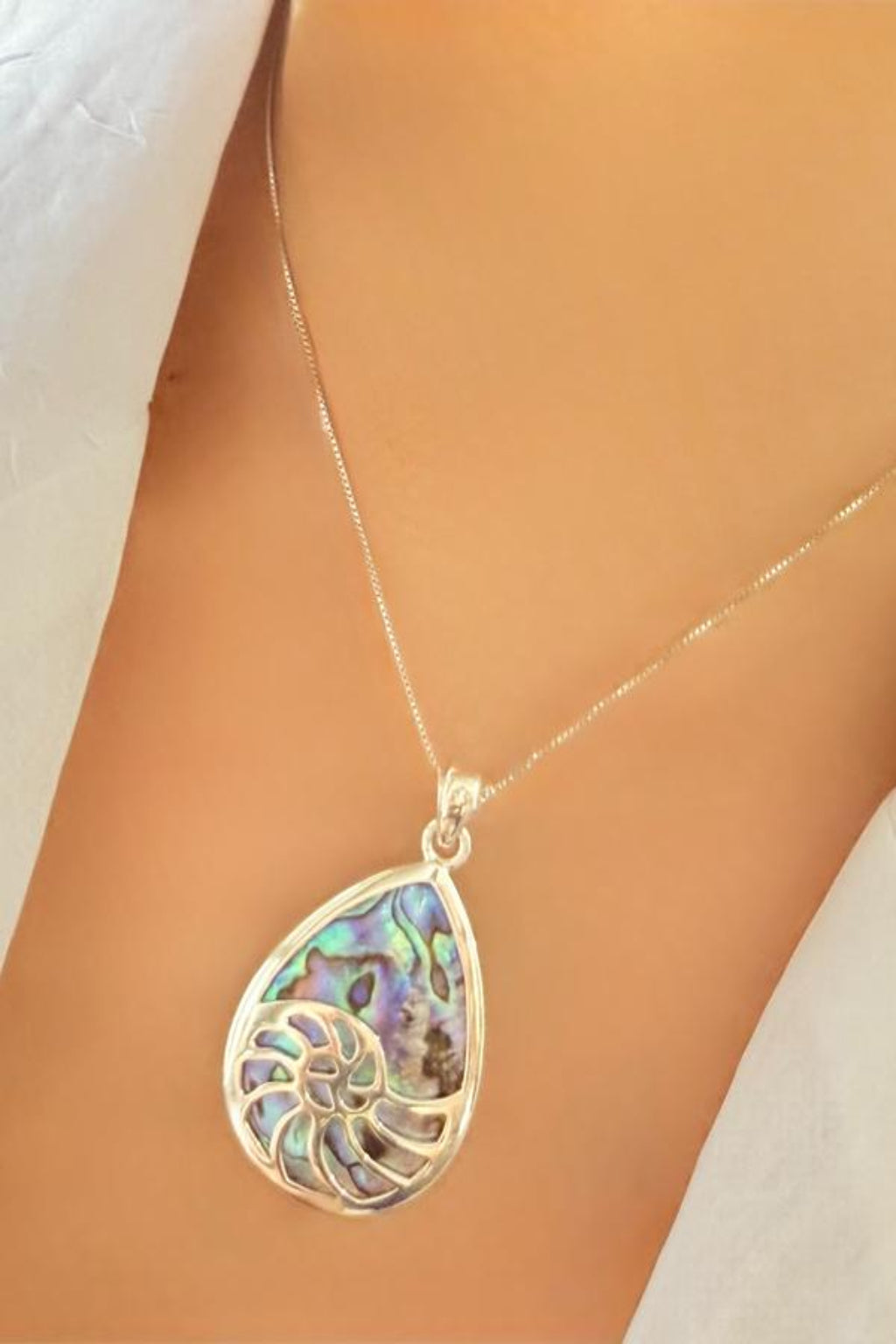 Dual-Sided Ocean Pendant - Abalone & 925 Silver