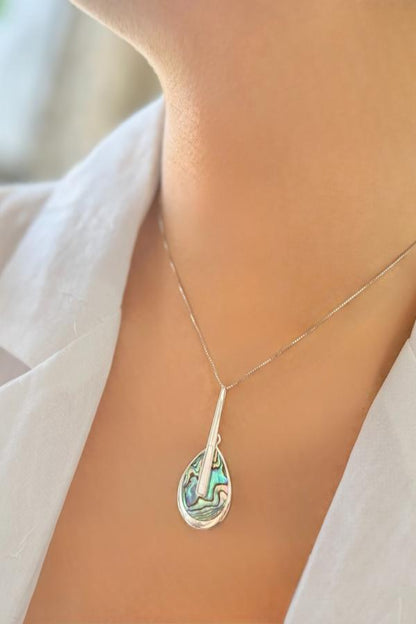 Teardrop Pendulum Pendant - Abalone & 925 Silver