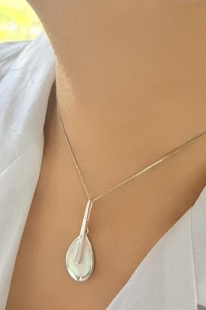 Teardrop Pendulum Pendant - Mother of Pearl & 925 Silver