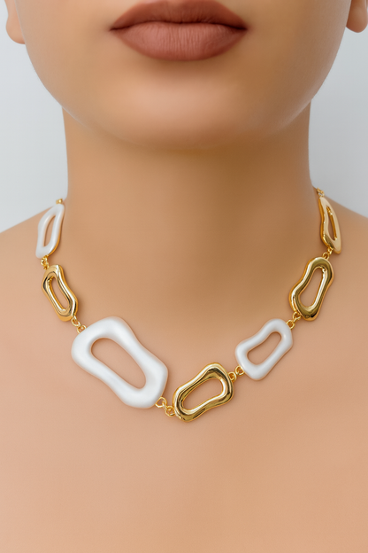 Dual Sculpted Modern Necklace