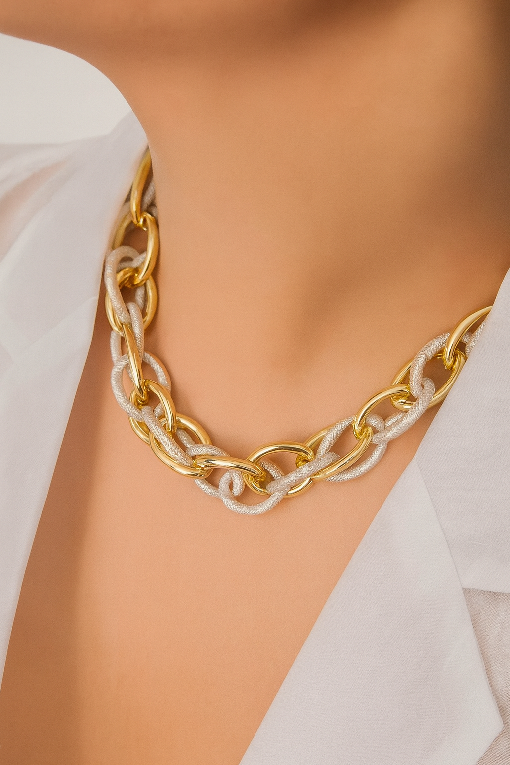 Silver-Gold Entangled Necklace
