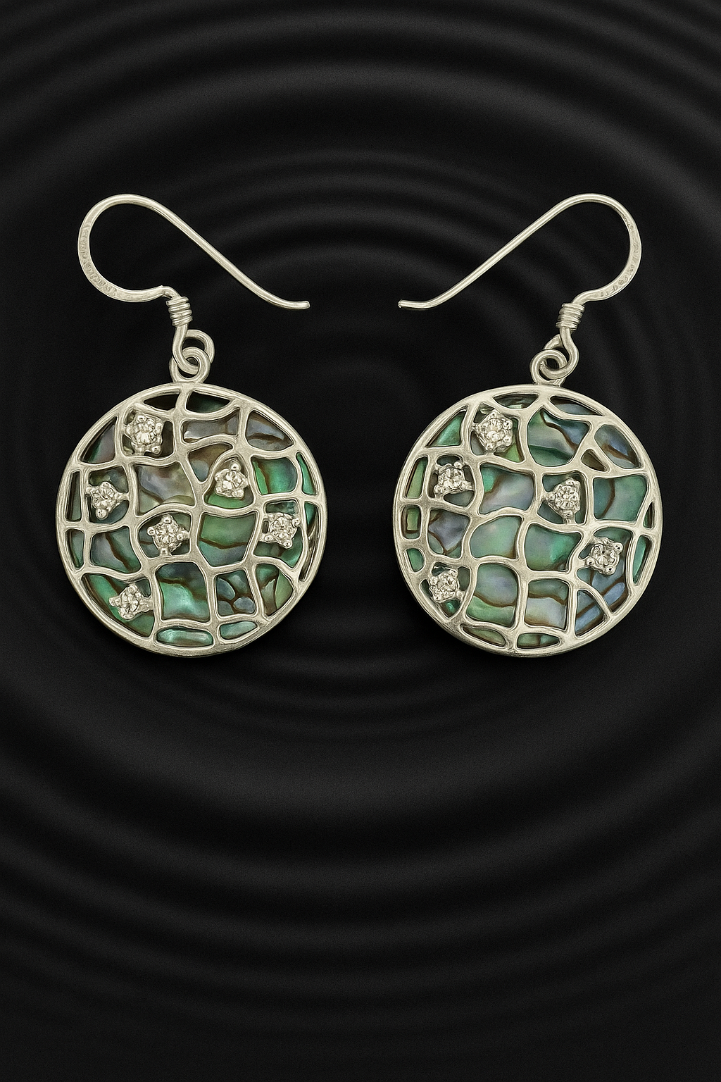 Dual-Sided Circle Earrings - Abalone & 925 Silver