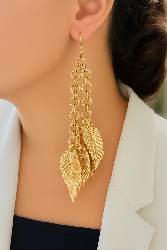 Champagne Leaf Cluster Earrings
