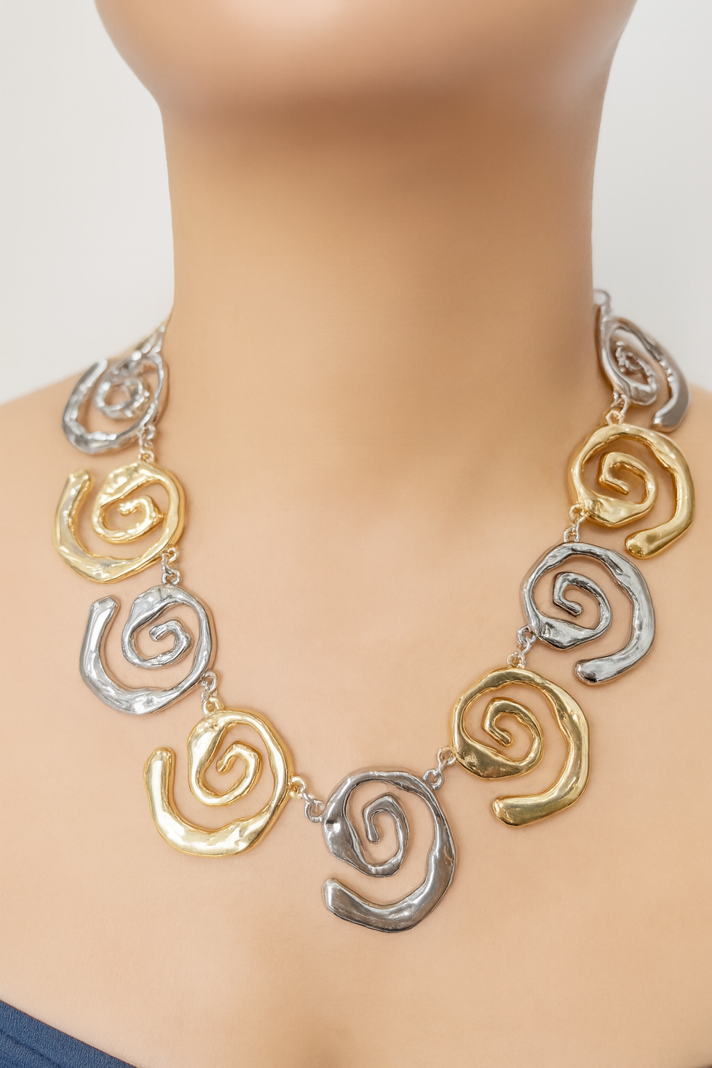 Dual Swirl Statement Necklace