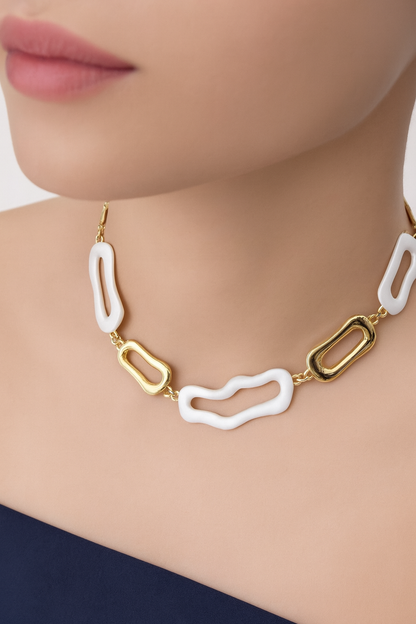 Dual Sculpted Modern Necklace