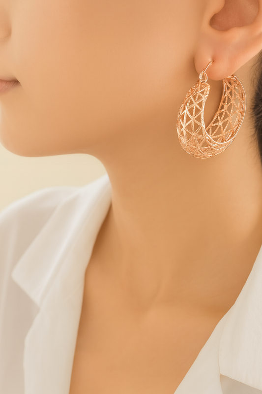 Rose Boat Hoop Earrings