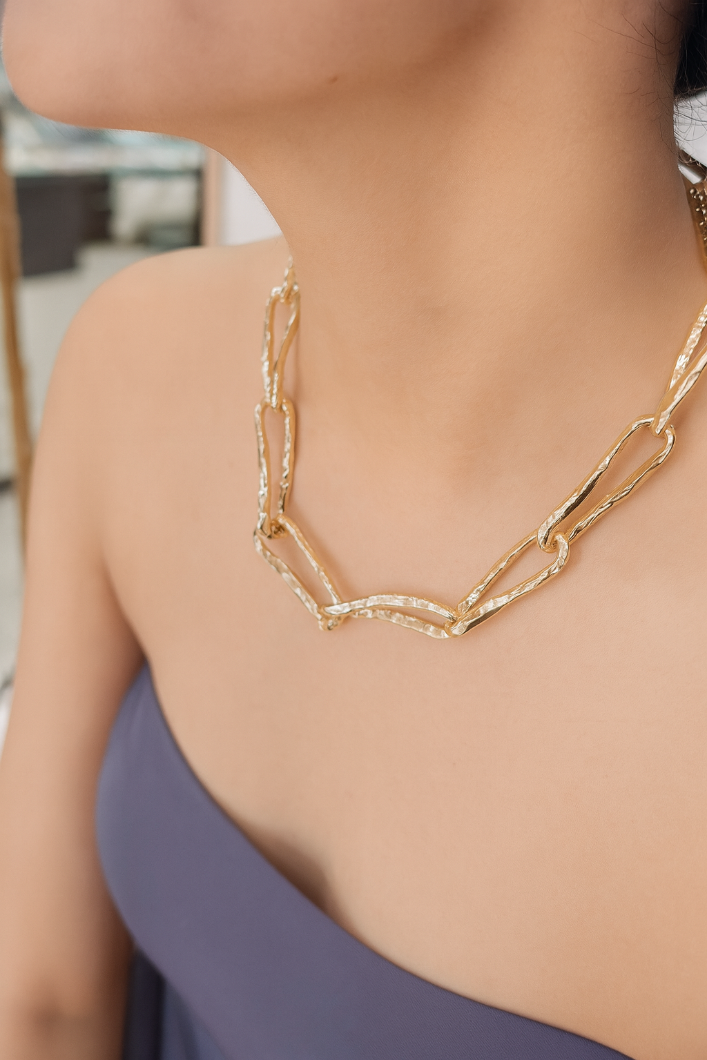 Golden Edge Link Necklace