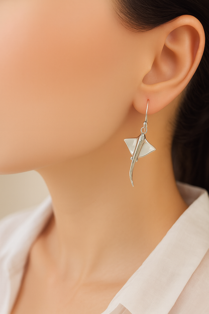 925 Silver Stingray Mother of Pearl Drops