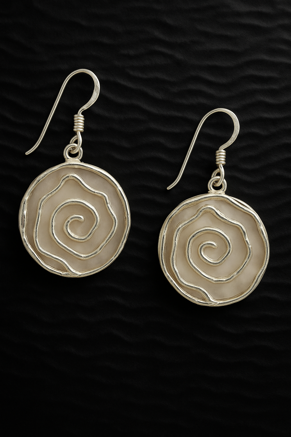 Dual-Sided Swirl Earrings - Mother of Pearl & 925 Silver